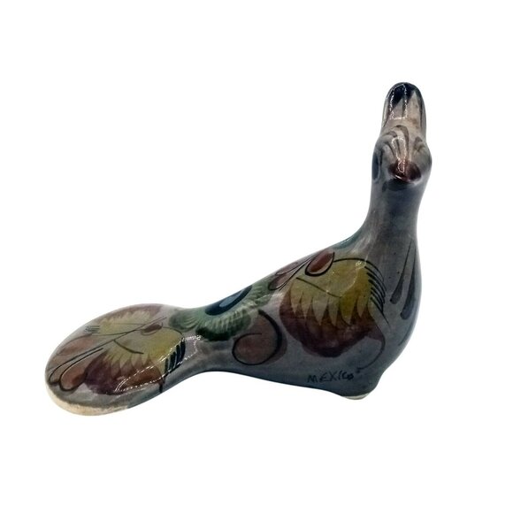 Tonala Bird Hand Painted Mexican Pottery Vintage Folk Art 4.25 Inch Clay 1960s - Picture 1 of 16